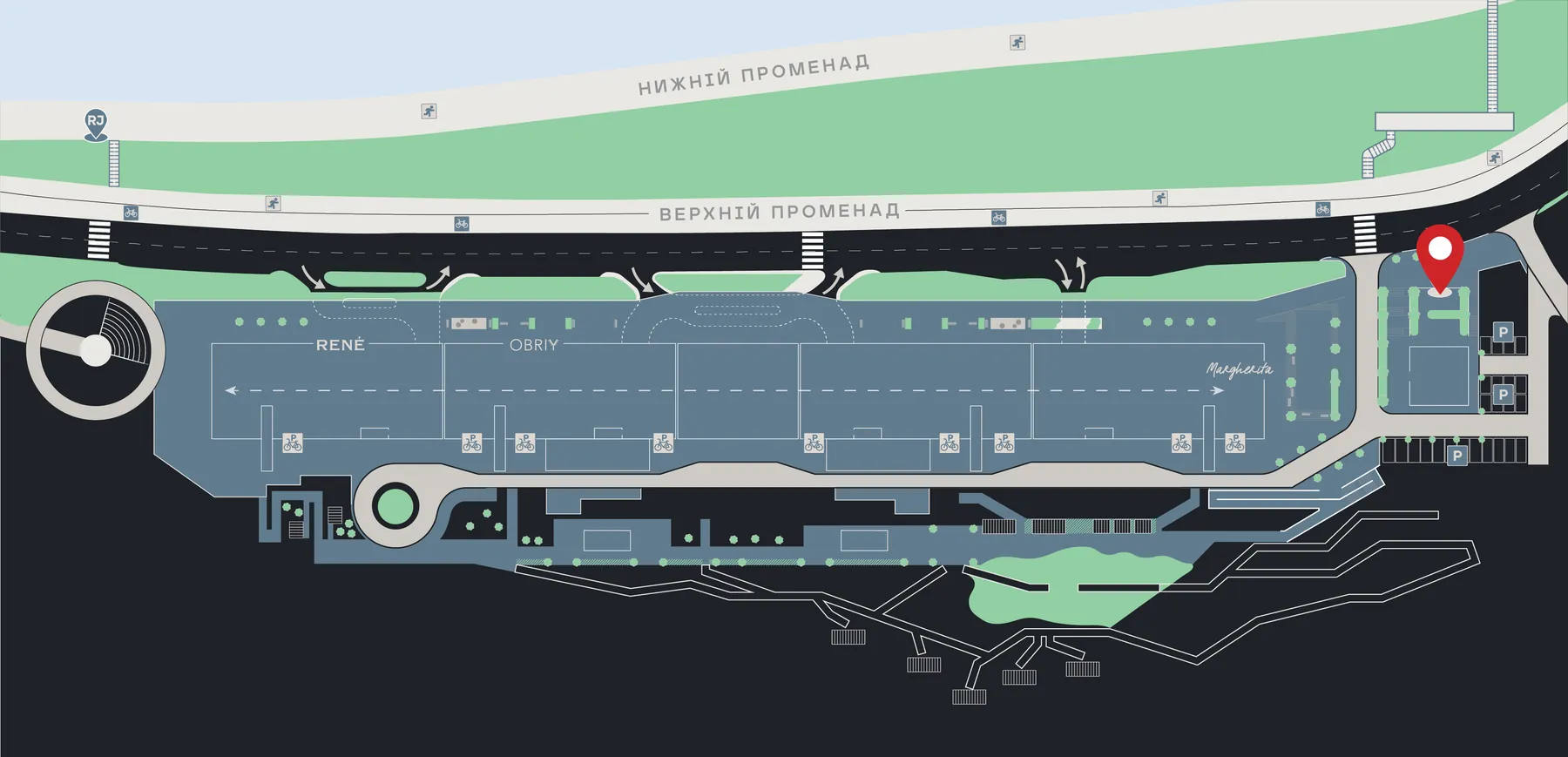 Passenger pickup and drop-off map